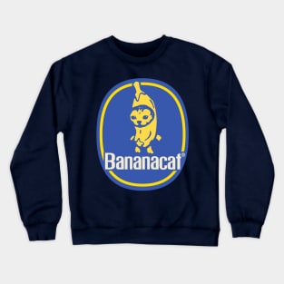 Banana Cat Meme | Happy | Banana Brand Sticker Crewneck Sweatshirt